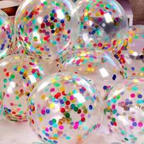 Skaidrus konfeti balionas, 12 colių, spalvingas aliuminio folijos, blizgučiais dekoruotas balionas, vaikų dienos, gimtadienio dekoracija 1 mixed-color sequined balloon