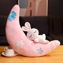 30/50/70cm Cute Moon Bunny Plush Toy Stuffed Dolls Soft Sleep Pillow for Kids Girl Birthday Home Decor Baby Appease Pillow Gift about 30cm rožinė