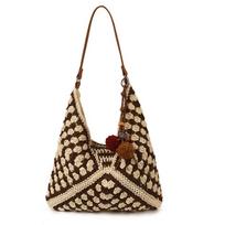 2025 Autumn Large Capacity Woven Tote Bag for Women - Perfect for Seaside Vacations and Daily Commutes Without Pendant kava