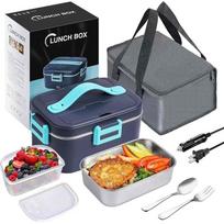 75W 1.8L Car/Truck/Office Dining Box Microwave Oven Portable Electric Heated Lunch Box Stainless Steel Detachable Heating Bowl violetinė