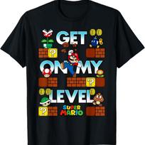 Super Mario Get On My Level Game Play Poster T-Shirt S įvairiaspalvis