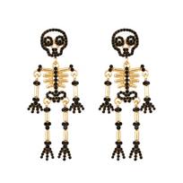 Gothic Rhinestones Skeleton Drop Dangle Earrings Crystal Skull Bone Pendant Earring Personality Halloween Party Ornam