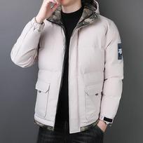 Cotton Coat Men's Coat Windbreaker Men's and Women's Hooded Versatile Business Cotton Coat Men's Outdoor Casual Cotton Coat M chaki