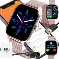 Smartwatch Zegarek Polskie Menu Rozmowy Sport Smart Watch Damski Pink Mesh