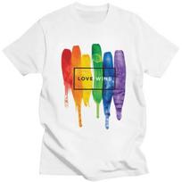 Custom Love Wins Rainbow LGBT T Shirt for Men Pure Cotton Tshirt Casual Tee Gay Pride Lesbian T-shirts Slim Fit Clothing Gift S juoda