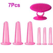 Silicone Vacuum Cupping Massage Jars Anti Cellulite Massage Facial Suction Cups Face Neck Lift Skin Scraping Guasha Anti Wrinkle rožinė