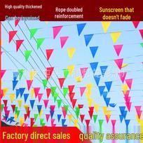 Colorful Triangular String Flags for Outdoor Celebrations, Hanging Decorations, Warning Signs, and Weddings Small: 50m, 100 flags geltona/raudona
