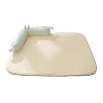 Dog Cooling Mat Soft Cat Sleeping Pad with Pillow Washable Summer Cooling Bed Mat for Cats Small to Medium Dogs S žalia