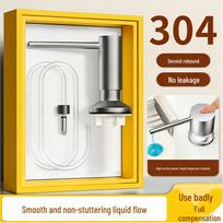 304 Stainless Steel Commercial Soap & Hand Sanitizer Dispenser for Dishwashing Sink White + 350ml Bottle
