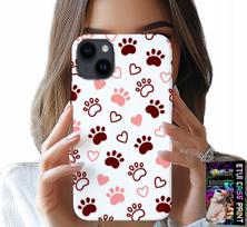 Etui Do Iphone 15 Plus - Psie Łapki Na Białym Tle, Pies, Kot, Miś