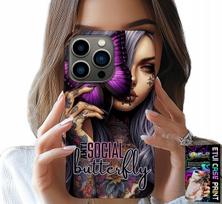 Etui Do Iphone 15 Pro Max - Anti Social, Butterfly, Różowy Motyl + Szkło