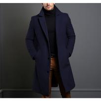 Men's Woolen Coat Mid-length Windbreaker Coat S