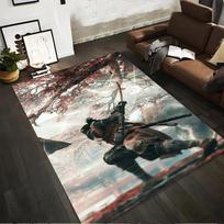 Samurai Warrior Art Carpet with Sword in Cherry Blossom Scene  Suitable for use as an anti-slip for living room bedroom sofas 40x60cm( 15x23in )
