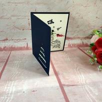 3D Pop-up Candle Cake Birthday Card with Customizable Logo tamsiai mėlyna spalva