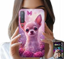 Etui Do Samsung A7 2018 - Słodka Chihuahua Na Różowym Tle Kwiatami