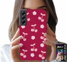 Etui Do Samsung Galaxy S22 Plus - Wisienki, Wiśnie Na Bordowym Tle + Folia