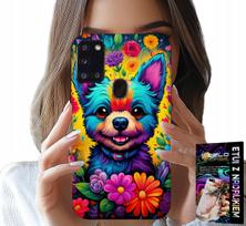 Etui Do Samsung Galaxy A21S - Kwiaciste Wzory Piesek Pies Jork Plecki