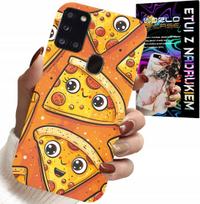 Etui Do Samsung Galaxy A21S - Słodkie Uśmiechnięte Pizze Case + Szkło