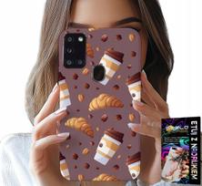 Etui Do Samsung Galaxy A21S - Case Z Kawą Rogalikami I Ziarnami W Tle