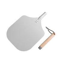 Prailginta medinė rankena picos kastuvas aliuminio cinko cinko lydinio picos plokštė picos irklas picos krosnelės priedai 12in-style 3