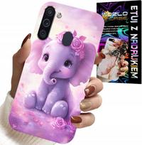 Etui Do Samsung Galaxy A21 - Słodki Słonik Na Różowym Tle Case +Folia