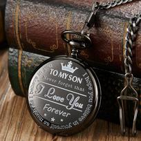 Fashion To My Son I Love You Series Pocket Watch Quartz Watch Pendent Necklace Clock juoda