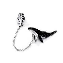 Universe Travel Astronaut and Whales Enamel Pin Cartoon Fish Brooch Out Space Label Pins Denim Jackets Brooches Badge whale