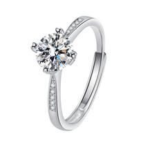 Moissanite Open Ring Female Simple and Light Luxury Four Claw Love 1 Karat Artificial Diamond Ring Rings opening adjustable