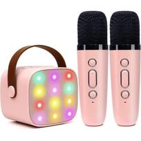 Karaokės aparatas - Nešiojamas - 2 belaidžiai mikrofonai - Bluetooth - Patobulinti garso efektai