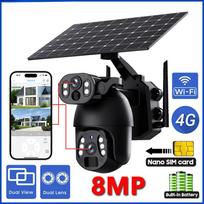 4K 4G SIM lauko saulės energija varoma WIFI belaidė PTZ dvigubų ekranų stebėjimo žmonių / gyvūnų aptikimo signalizacija apsaugos CCTV IP kamera Only WiFi Camera