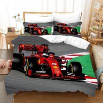 Raudonas lenktyninis automobilis 3D Vaikams Berniukams Patalynės komplektas F1 Žaidimų lenktynininkas Spausdinimas Antklodės užvalkalas 2/3 vnt. Patalynė su pagalvės užvalkalu Viengulei/Dvigulei lovai Patalynės užtiesalas 70x133cm 2pcs