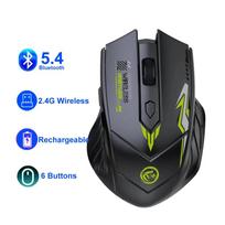 2,4G belaidė pelė Bluetooth 5.4 pelė Dviem režimais įkraunamos pelės 1600 DPI biuro pelė žaidimų pelė PC nešiojamam kompiuteriui