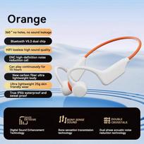 Bone Conduction Headset IPX8 MP3 32GB Bluetooth 5.3 Wireless Swimming Headset With Microphone Waterproof Exercise Fitness oranžinė