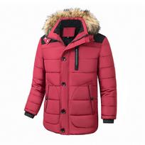 Vyriškas šiltas paltas viršutinis drabužis storas žieminis vyriškas šiltas medvilninis švarkas paltai kailinis apykaklė su gobtuvu parkas pūkiniai švarkai M raudona