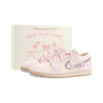 Jordan Air Jordan 1 Moonlit River, Pink Bloom Flower Sea Cushioning Slip Resistant Abrasion Resistant Low top DC0774-130 (Team1335-) 36.5