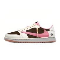 Jordan x Travis Scott Air Jordan 1 Juodi Rožiniai Muse Amortizacija Neslystantis Žemi Senoviniai Krepšinio Batai Moteriški DZ4137-700(Komanda1946-) 35.5