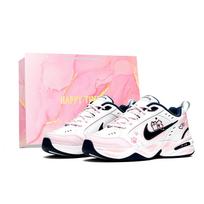 Nike Air Monarch 4 Love Cat Paw 7L Slip Resistant Abrasion Resistant Low top Chunky Sneakers Unisex White Pink 415445-102(Team2035-) 36.5