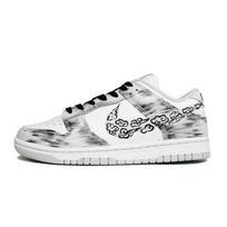 Nike Dunk Ink Cloud Abrasion Resistant Low top Skateboard Shoes Unisex Black White DD1503-103(Team146-) 36.5