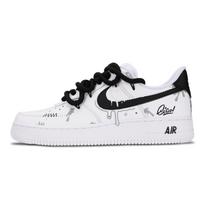 Nike Air Force 1 Grafiti Neslystantys Atsparūs dilimui Žemi Teniso Batai Unisex Balti Juodi DD8959-100(Komanda1001-) 36.5