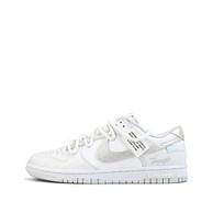 Nike Dunk LOW RETRO Leather Cushioning, Wear Resistant Low top Skateboard Shoes Unisex White Silver HF0730-160(Team120-2) 39