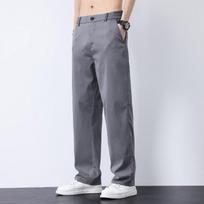 Coffee Ultra-thin Wide Pants Men Lyocell Fabric Breathable Soft Straight Casual Trousers Loose Simple Male Sweatpants M pilka spalva