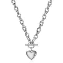 15MM Heart-Shaped Gold Silver Stainless Steel Necklace with OT Buckle - Customizable Engraving plieno spalvos spalva