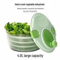 Manual Salad Spinner and Dehydrator for Fruits and Vegetables - Plastic Draining Wash Basin for Kitchen Use Crank Dehydrator