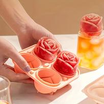 1Pc Rose Ice Ball Mold, Food Grade Silicone Whiskey Ice Maker, Round Ice Cube Tray for Home Bar Cocktail Drinks