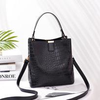 Retro Laisvalaikio Aligatoriaus Rankinės Moteriška Krokodilo Rašto Messengerio Krepšys Lady Pečių Crossbody Krepšys Moteriška Piniginė Kibiro Formos Krepšiai KTY 20*14*22cm juoda