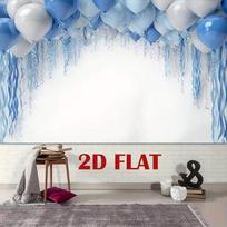 2D Blue Streamer Balloon Backdrop Baby Boy Shower Photography Background 47.2x31.5inch/120*80cm