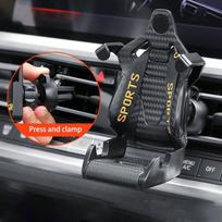 Kūrybiškas lenktyninės kėdutės stiliaus automobilinis telefono laikiklis, universalus automobilio oro angos telefono stovas one-size juoda