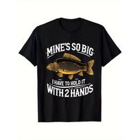 Men'S Funny Carp Fishing T-Shirt Black Casual Crew Neck Short Sleeve Tee Ideal for Summer Outdoor Activities Print Regular Fit S juoda