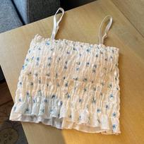 Gėlėmis marginta Camisole Moteriška, vasariška, miela spagečių juostele, moteriška viršutinė juostelė su įmontuota liemenėlė korsetu Moteriška liemenė su paminkštinimu One Size mėlyna