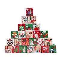 Advent Calendar 24 Day Countdown Boxes 7cm Square Candy Packaging Box Christmas Holiday Countdown Calendar 1 to 24 Numbered Gift Boxes raudona